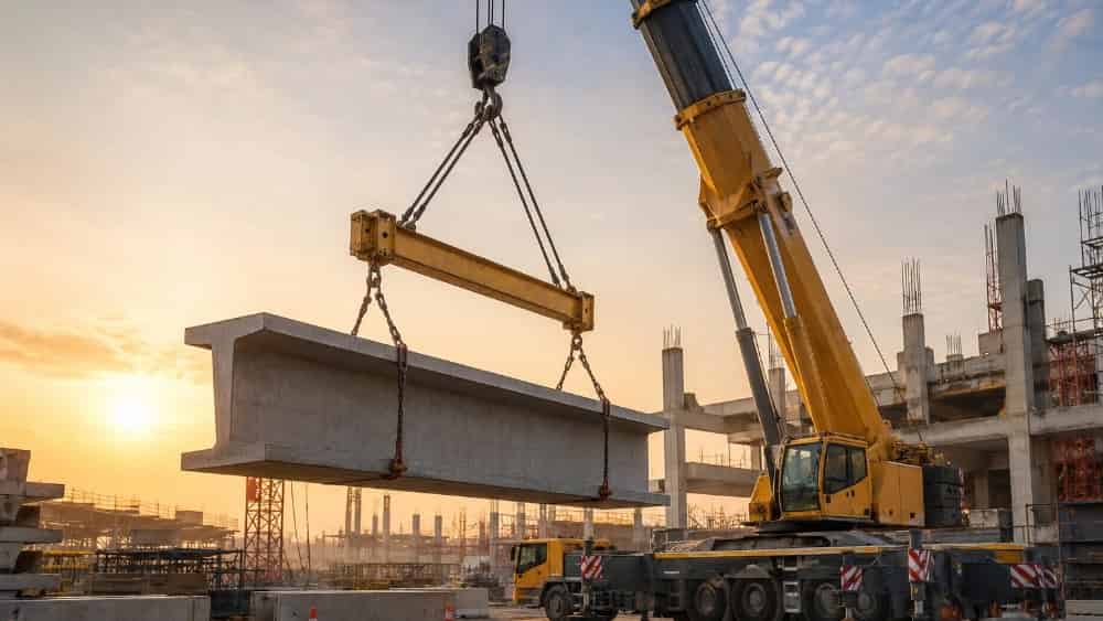 حمل تیرهای بتنی سنگین با جرثقیل